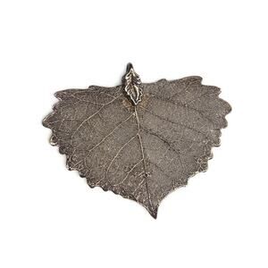 Silver Dipped Natural Cottonwood Leaf Pendant 2.5" x 2"